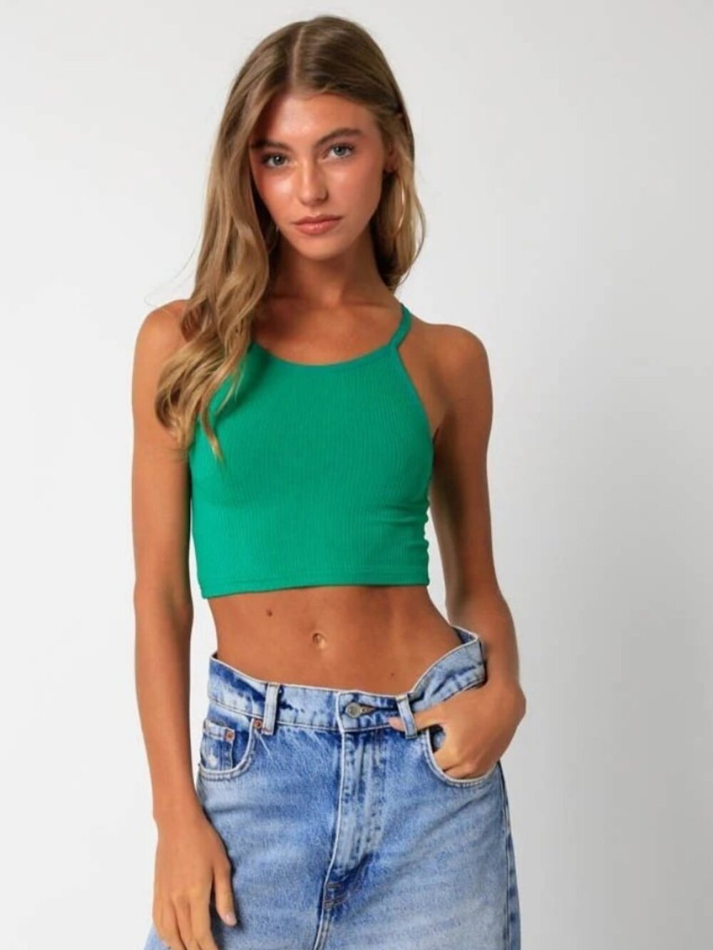 Emerald Green Cropped Tank Top
